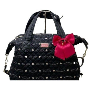 Betsey Johnson Black Quilted Bag with Pink Bow